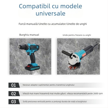 Set de 9 bucăți burghii diamant sudate, cu husă din aluminiu, pentru găuri în plăci, marmură și granit