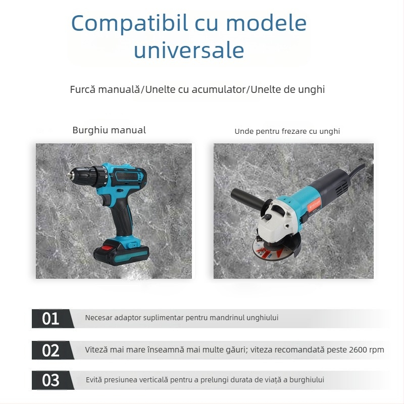 Set de 9 bucăți burghii diamant sudate, cu husă din aluminiu, pentru găuri în plăci, marmură și granit