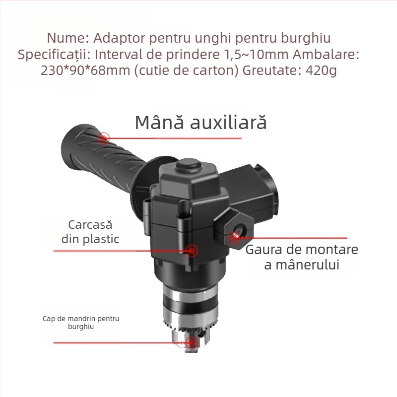 Adaptor Blade pentru șurubelniță electrică, unghi drept de 90° - Model SKU06435
