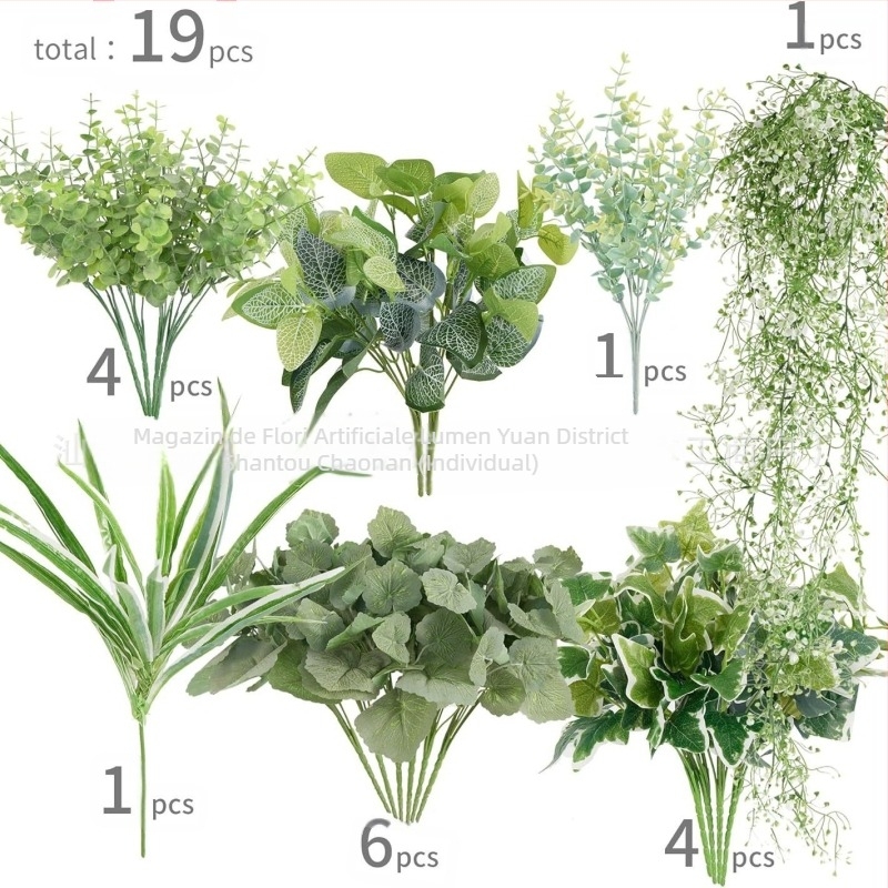 Set de frunze de eucalipt artificiale - plastic, turnare prin injecție, varietate: eucalipt, pentru nuntă, exterior, recuzită pentru fotografii, decor de casă