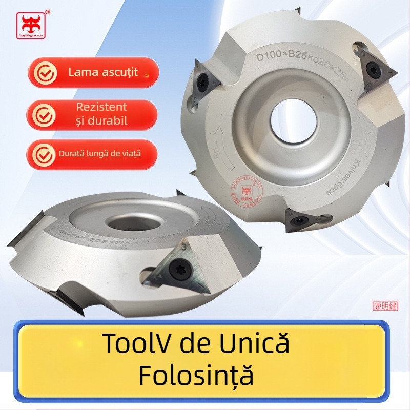 Freză din aliaj de tip V pentru ghidaj cu tăiere – lamă canelatoare, construcție cu mai multe lame, pentru lemn, MDF și plăci laminate