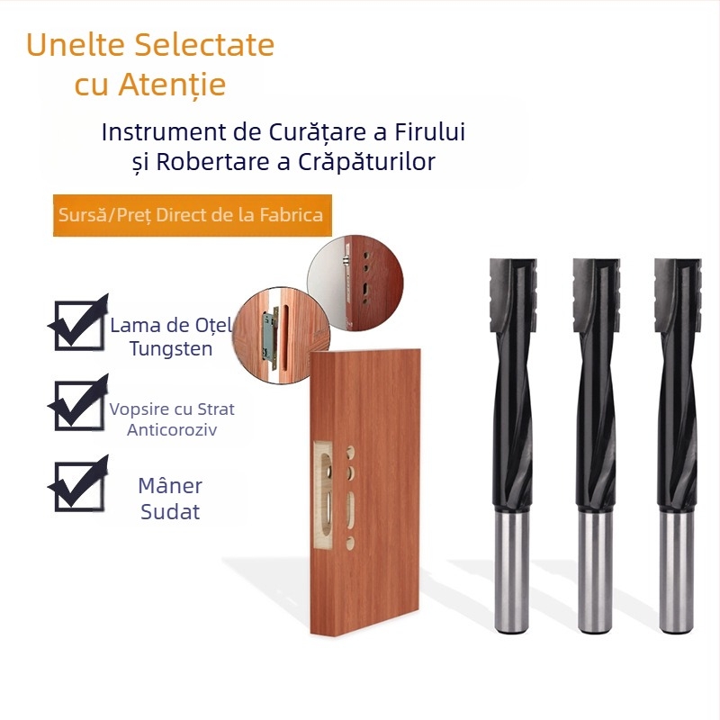 Freză pentru lemn, seria Clearing Knife, pentru deschiderea găurilor la uși, degajare bavuri și fragmentare cioburi, compatibilă cu diferite mașini