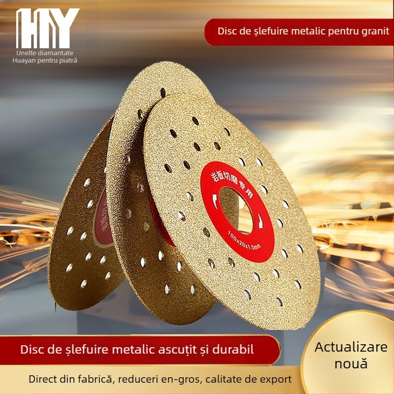 Disc diamant pentru tăierea plăcilor din ardezie, margine chamfer de 45°, șlefuire plată, model 012, granulație 500