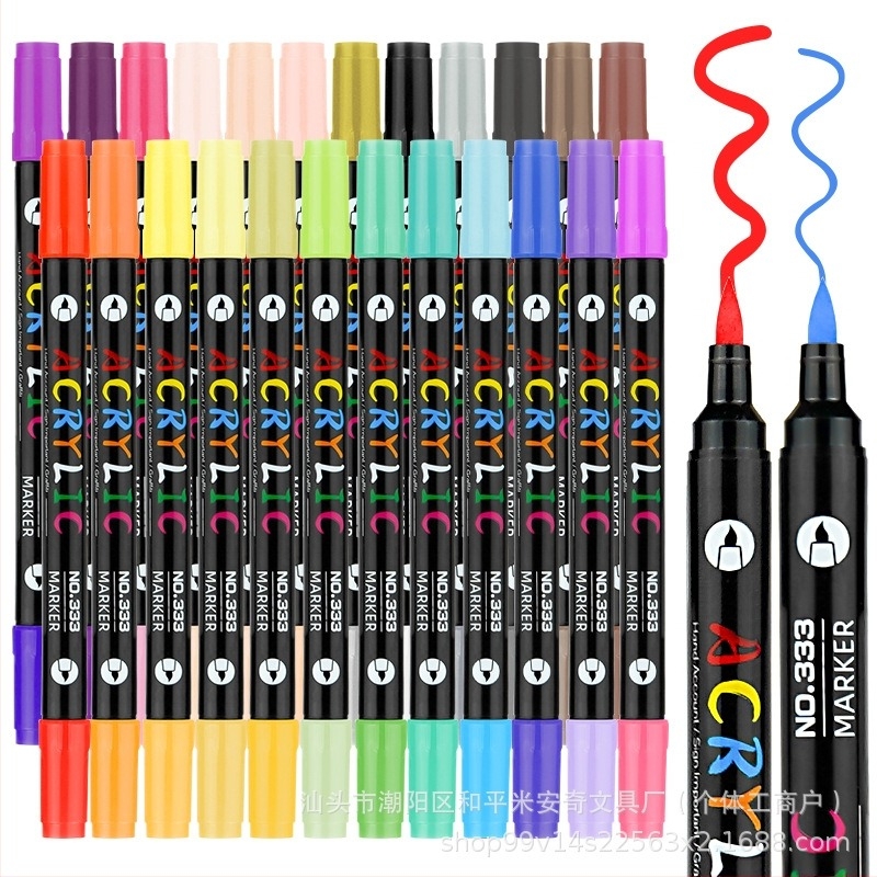 Set marker acrilic cu două capete – Carioci impermeabile pentru copii și elevi din învățământ primar