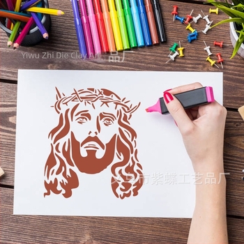 Șablon PET pentru perete, cu motiv religios și design decupat — Brand Purple Butterfly — Material PET