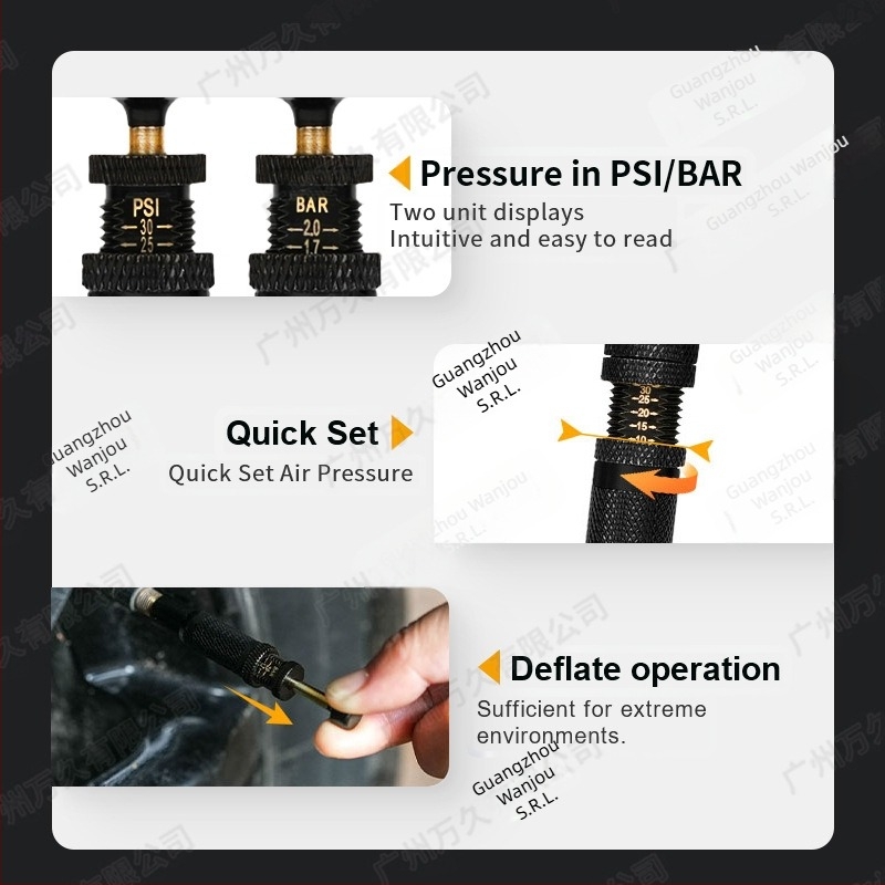 Valvă automată de eliberare a aerului pentru cauciucuri – portabilă, degajare rapidă a presiunii, pentru off-road/deșert, afișaj PSI