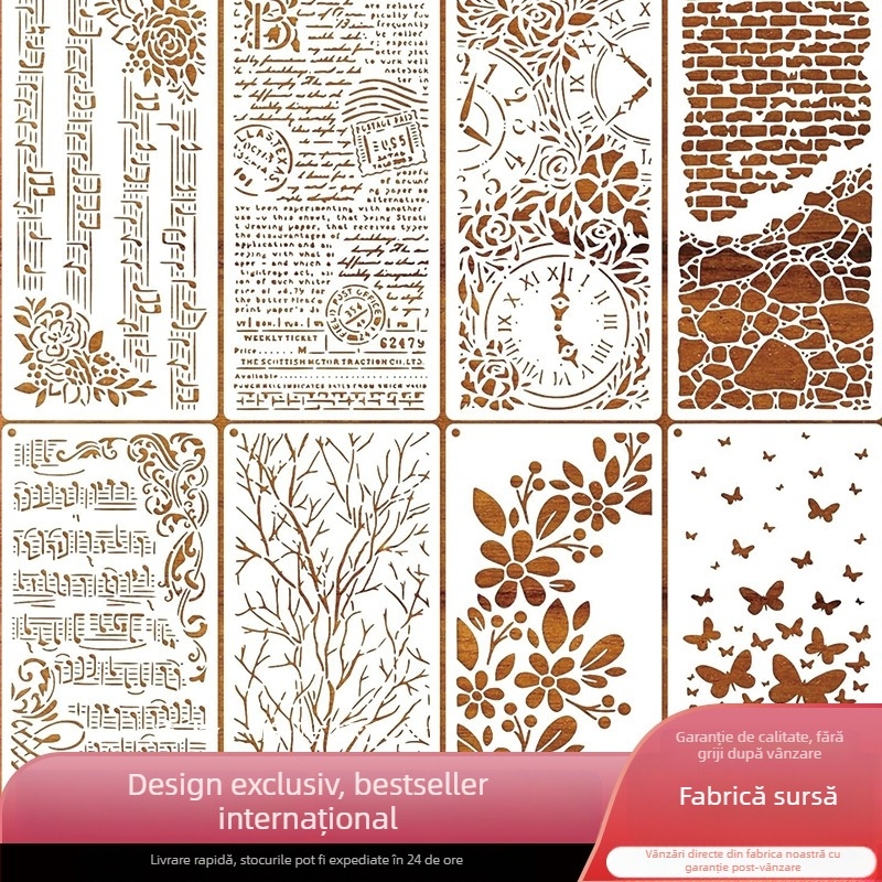 Șabloane pentru note muzicale cu texturi reutilizabile, modele decupate pictate (Material PET)