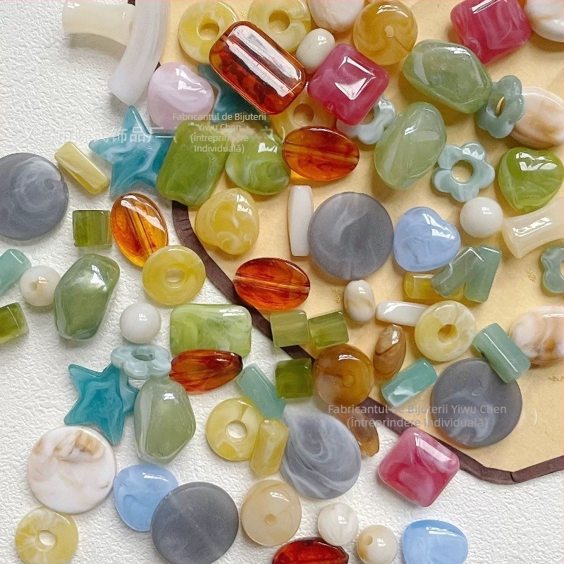 Kit DIY cu mărgele acrilice pentru bijuterii – amestec de mărgele pentru brățări și lanțuri de telefon, 100 g