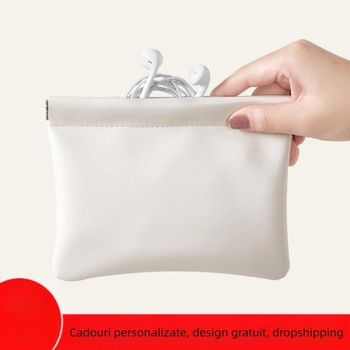 Geantă de depozitare cabluri cu închidere automată, exterior PU și căptușeală din flanel, organizator impermeabil pentru cabluri, căști cu fir și încărcător