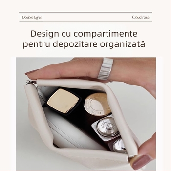 Geantă de depozitare cabluri cu închidere automată, exterior PU și căptușeală din flanel, organizator impermeabil pentru cabluri, căști cu fir și încărcător