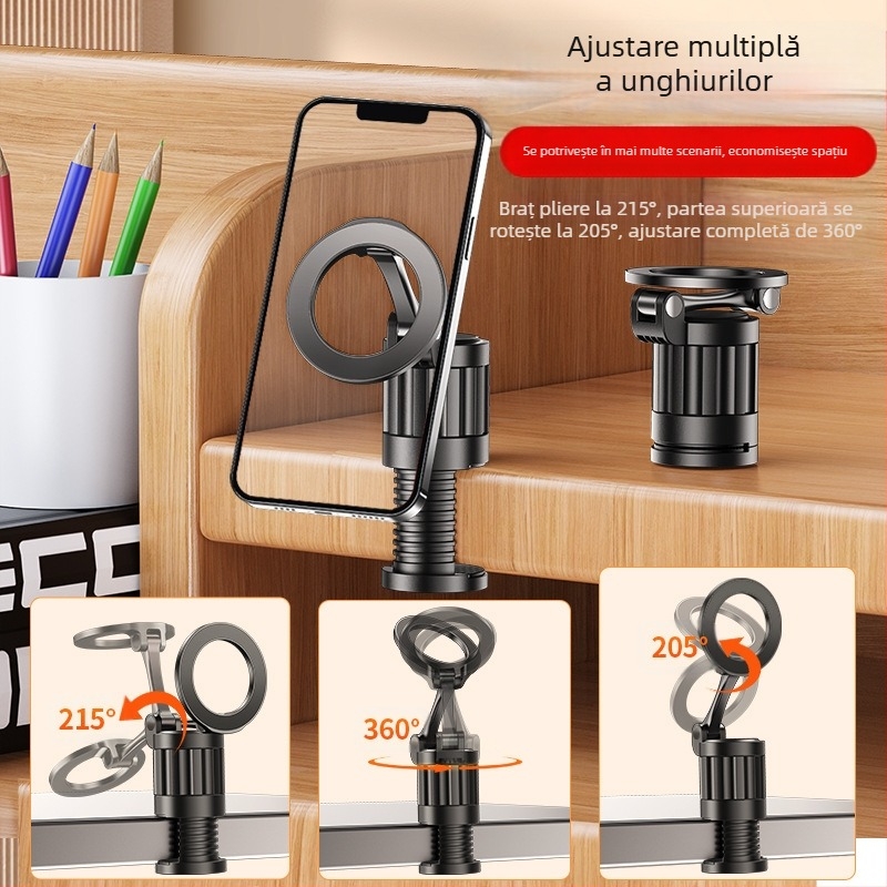 Suport de birou pentru telefon, portabil pentru călătorii, pliabil, magnetic, din aliaj