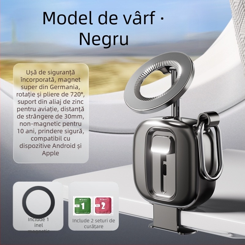 Suport de birou pentru telefon, portabil pentru călătorii, pliabil, magnetic, din aliaj