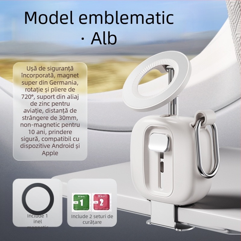 Suport de birou pentru telefon, portabil pentru călătorii, pliabil, magnetic, din aliaj