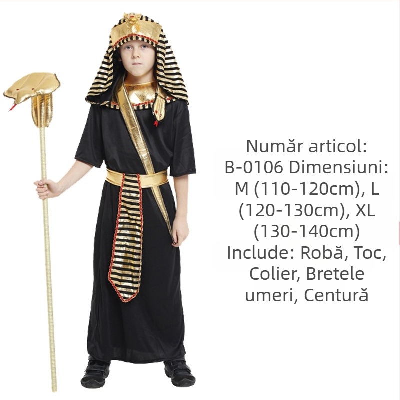 Costum Faraon Egiptean pentru Halloween, unisex, pentru scenă, poliester cu elastan, poliester 95%+, elastan sub 30%, Primăvara 2025