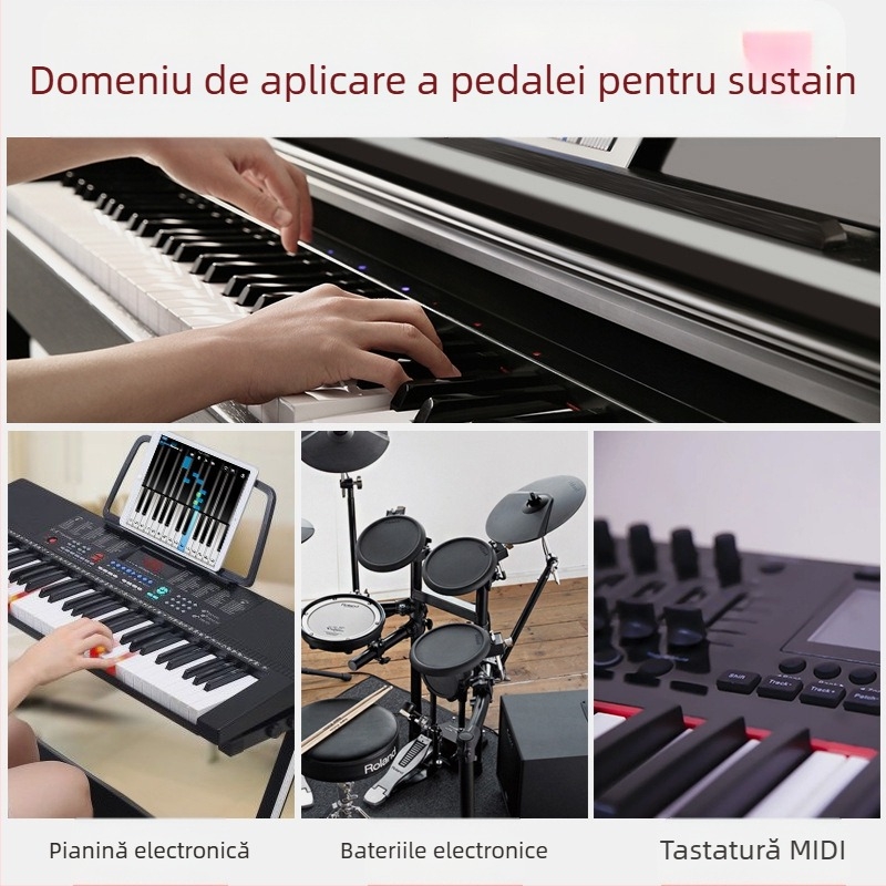 Pedal dublu pentru basă pentru kit electronic de tobe, model J-04, ABS, interfață 3,5 mm, 50.000 cicluri