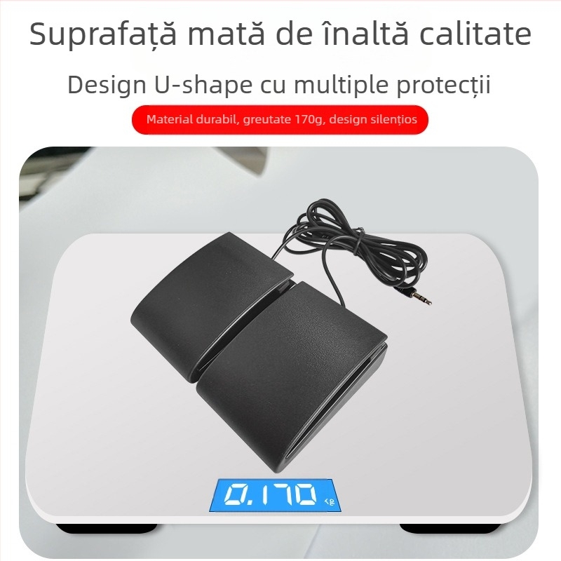 Pedal dublu pentru basă pentru kit electronic de tobe, model J-04, ABS, interfață 3,5 mm, 50.000 cicluri