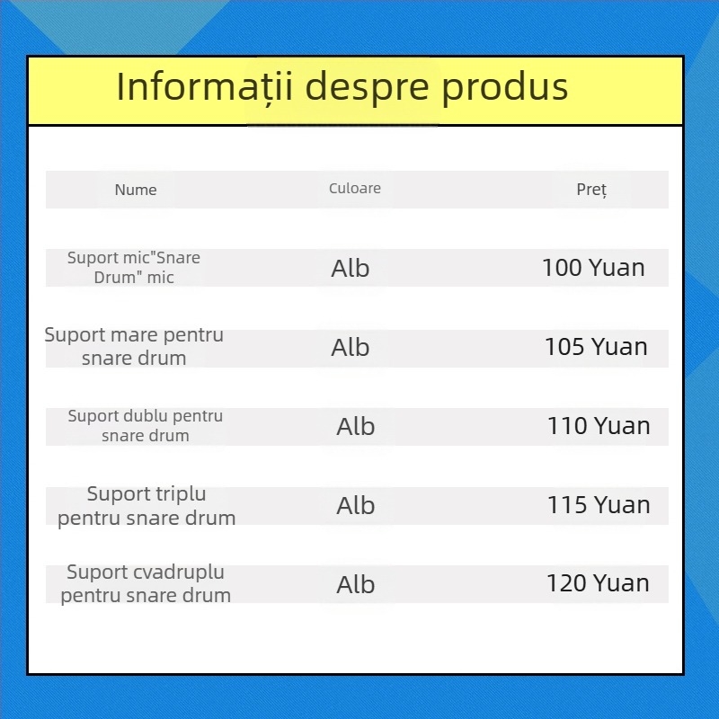 Ramă de spate pentru snare de marș — aliaj de aluminiu — model xjgbj — marcă Peng Yu — accesorii pentru instrumente de percuție occidentale