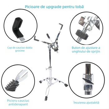 Suport pentru tobă snare — construcție din fier, înălțime reglabilă, model SG-JGZJ-H-Y