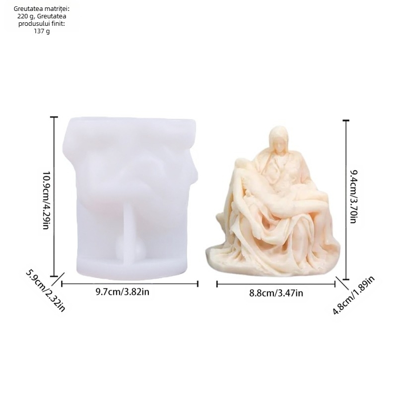 Formă din silicon pentru lumânări și deserturi – Our Lady of Mercy, portret 3D cu formă neregulată