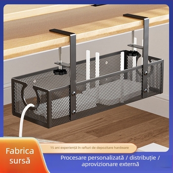 Raft sub birou din oțel carbon pentru organizarea cablurilor și prizelor, spațiu de depozitare multifuncțional, design modern minimalist, un singur nivel