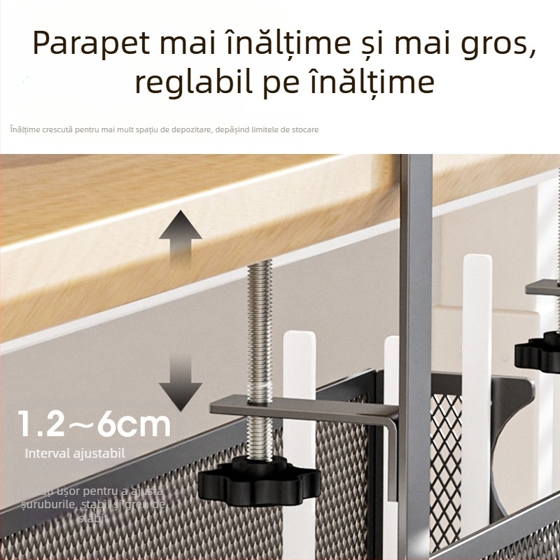 Raft sub birou din oțel carbon pentru organizarea cablurilor și prizelor, spațiu de depozitare multifuncțional, design modern minimalist, un singur nivel