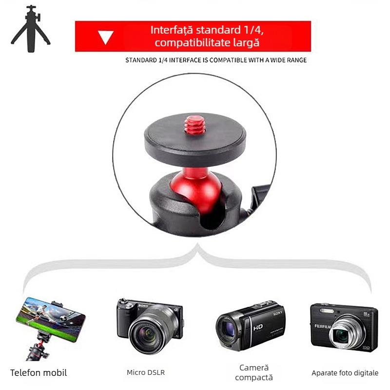 Weijiesi Wt008 Trepied de masă telescopic, aluminiu-nylon, 3 secțiuni, sarcină de până la 2 kg