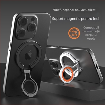 Suport magnetic MagSafe pentru telefon cu inel din aliaj de zinc – pliabil, suport de birou universal