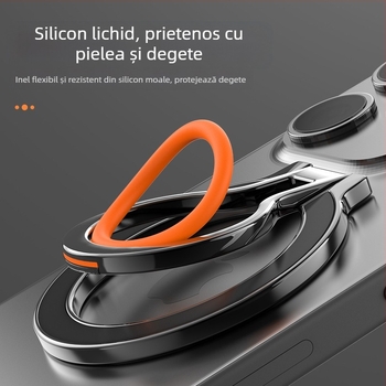 Suport magnetic MagSafe pentru telefon cu inel din aliaj de zinc – pliabil, suport de birou universal