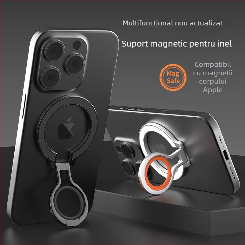 Suport magnetic MagSafe pentru telefon cu inel din aliaj de zinc – pliabil, suport de birou universal