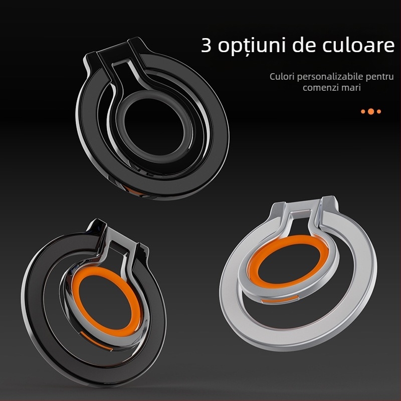 Suport magnetic MagSafe pentru telefon cu inel din aliaj de zinc – pliabil, suport de birou universal