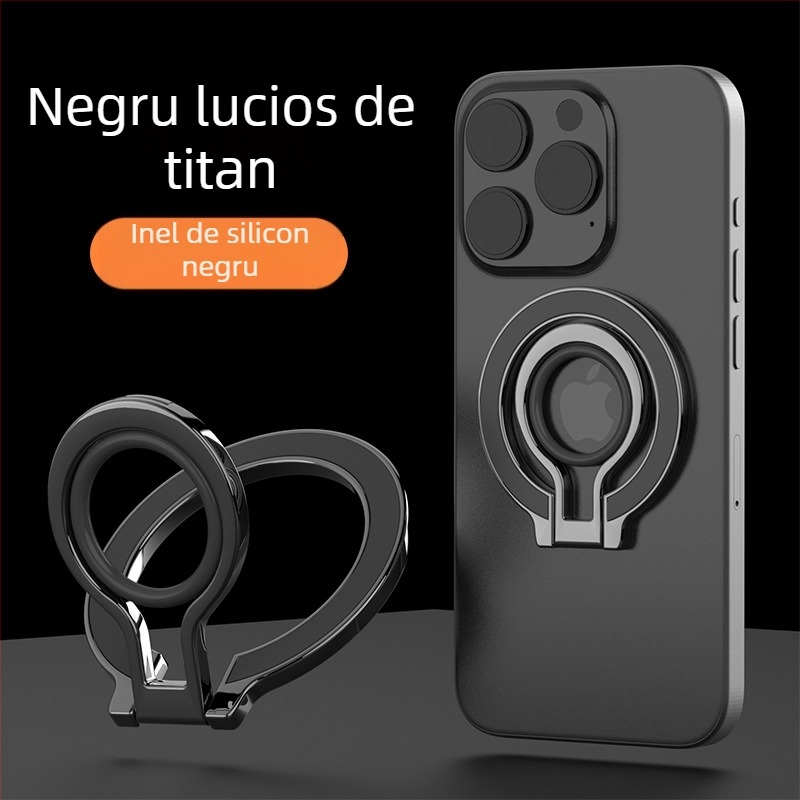 Suport magnetic MagSafe pentru telefon cu inel din aliaj de zinc – pliabil, suport de birou universal