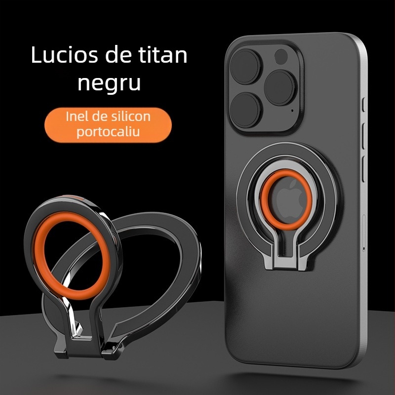 Suport magnetic MagSafe pentru telefon cu inel din aliaj de zinc – pliabil, suport de birou universal