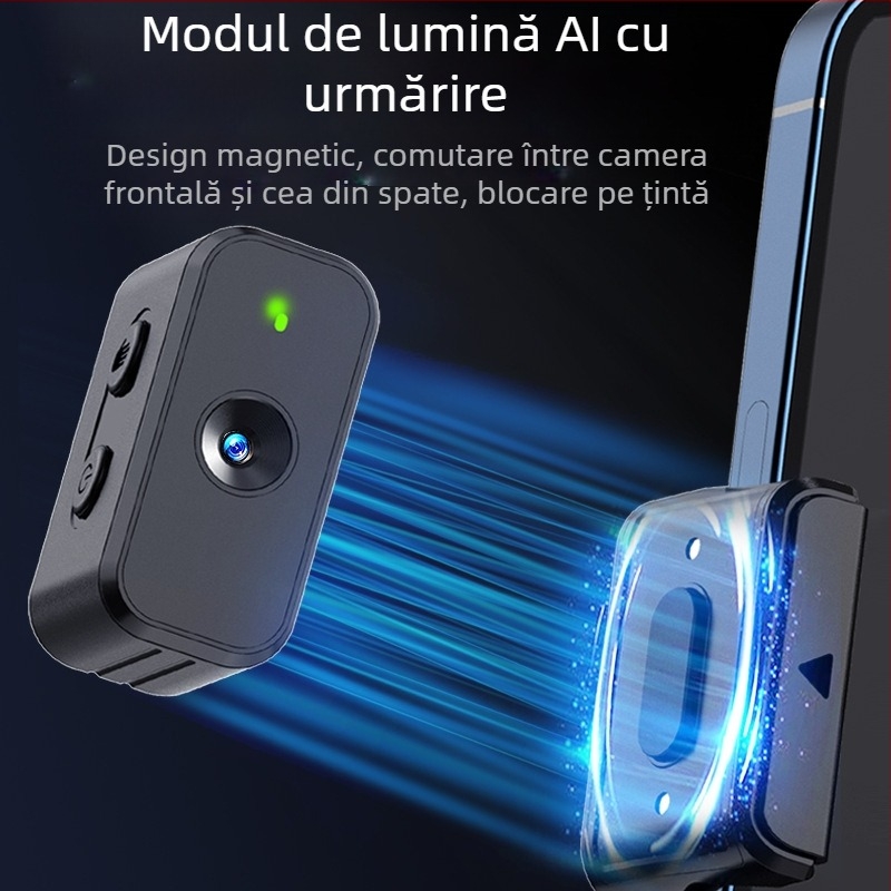 M02 Stabilizator pentru telefon, gimbal cu 3 axe, stabilizator de mână cu telecomandă detașabilă, iluminare de umplere, cameră AI