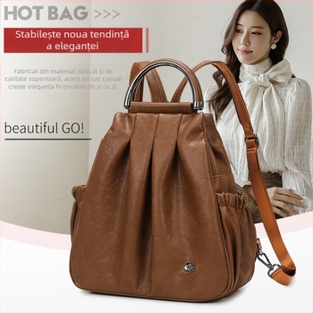 Rucsac casual pentru uz zilnic — design multifuncțional din PU, închidere cu fermoar, căptușeală din poliester, compartiment interior cu buzunar fermoar, strat intermediar