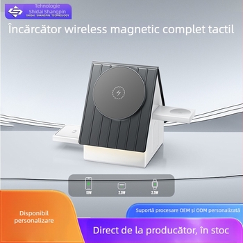 Încărcător fără fir 3 în 1, bază magnetică pentru birou – PD Încărcare rapidă, 15W pentru telefon, 5W pentru căști, 2,5W pentru ceas