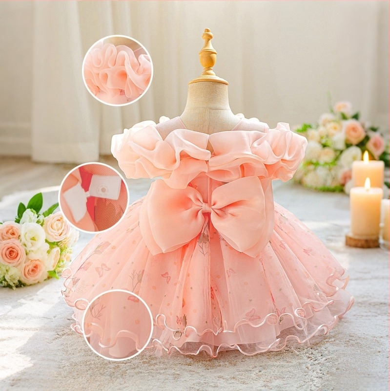 Rochie pentru copii – Rochie de prințesă pentru fete, 1–3 ani (80–100 cm), material poliester cu căptușeală din bumbac; pliuri, spălare enzimatică; pentru toate anotimpurile