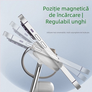 Bază de încărcare wireless 3-in-1 cu iluminare de noapte — construcție metalică, putere totală 25W, încărcare rapidă QC3.0, compatibilă cu Apple și Samsung