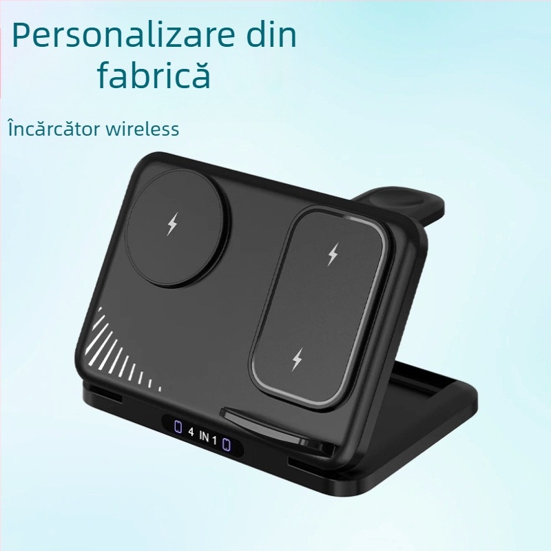Încărcător wireless 4 în 1 pentru două telefoane, încărcare PD rapidă, putere totală 36W, încărcare wireless 15W, suport pentru încărcare magnetică