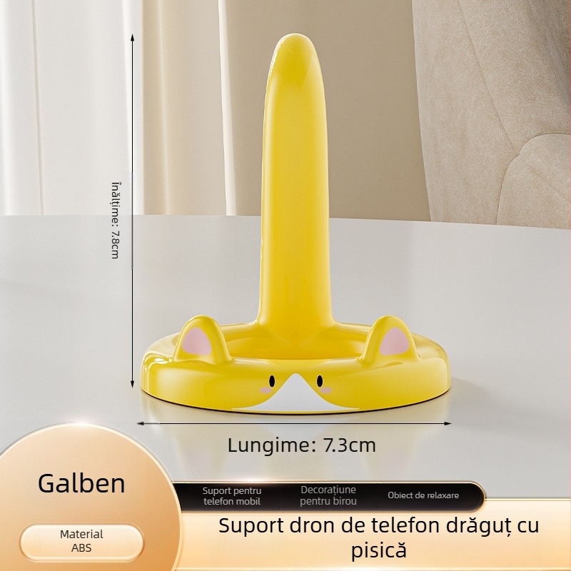 Suport pentru telefon de birou cu motif de pisică desen animat, stand lazy, material ABS, stil creativ