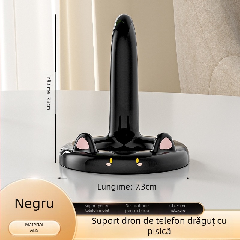 Suport pentru telefon de birou cu motif de pisică desen animat, stand lazy, material ABS, stil creativ
