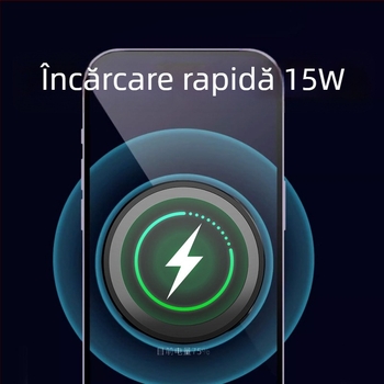 Încărcător magnetic auto, wireless pentru iPhone – 15W, încărcare rapidă QC3.0, 9V/2A, 12V/2A, suport pentru telefon