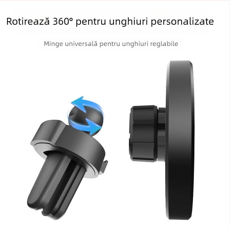 Încărcător magnetic auto, wireless pentru iPhone – 15W, încărcare rapidă QC3.0, 9V/2A, 12V/2A, suport pentru telefon