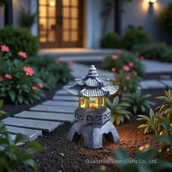 Lumină solară Zen pentru grădină — turn din rășină, ornament de grădină, stil modern de artă, Eden