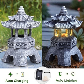 Lumină solară Zen pentru grădină — turn din rășină, ornament de grădină, stil modern de artă, Eden