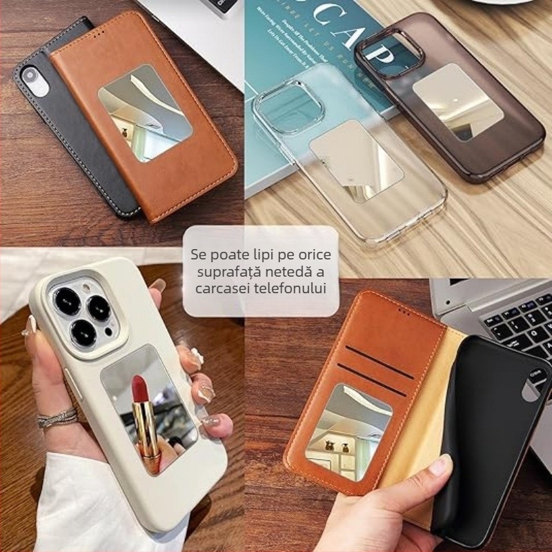 Oglindă selfie pentru telefon, oglindă portabilă mică pentru machiaj pentru Vlog și fotografie, sticlă securizată, imagine HD, compatibilitate generală