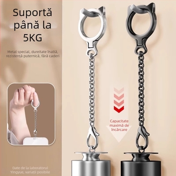 Șnur de prindere pentru telefon mobil cu design cap de pisică, aliaj, cataramă metalică, șnur detașabil, durabil