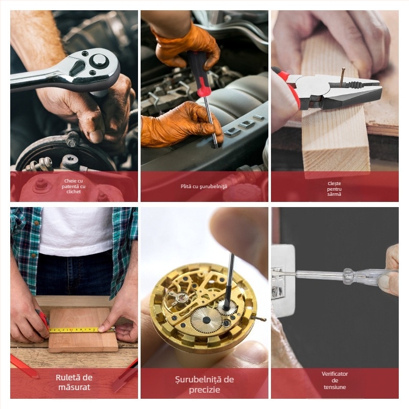 Hi-Spec set 166 de piese pentru uz casnic și reparații auto, din oțel carbon, într-o cutie metalică portabilă