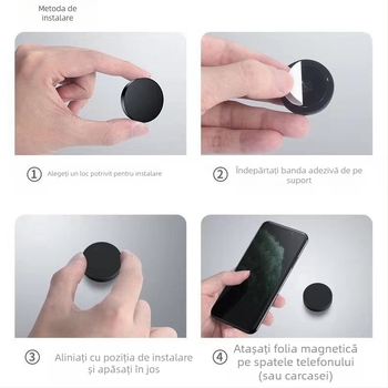 HJ Mini suport magnetic pentru telefon pentru bord A8 — montaj cu bandă adezivă, compatibil cu bordul, personalizare în procesare, fără posibilitate de încărcare