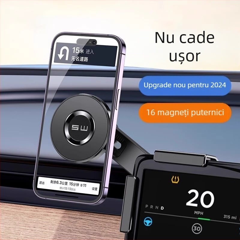 Tesla Model Y suport magnetic pentru telefon auto cu ecran plutitor, montaj snap-on, încărcare wireless de 10W