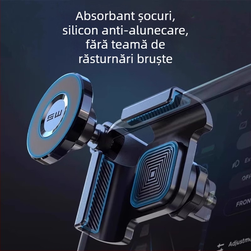 Tesla Model Y suport magnetic pentru telefon auto cu ecran plutitor, montaj snap-on, încărcare wireless de 10W